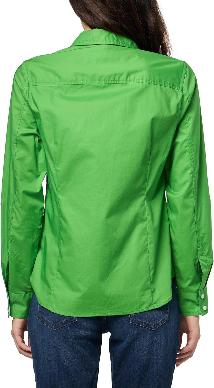 imageNautica Womens Button Front Long Sleeve Roll Tab ShirtNew Leaf