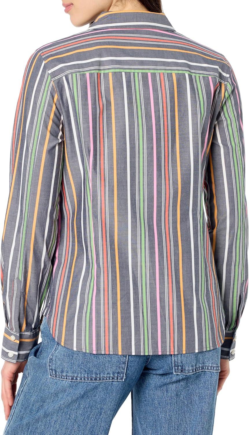 imageNautica Womens Button Front Long Sleeve Roll Tab ShirtNight Sky