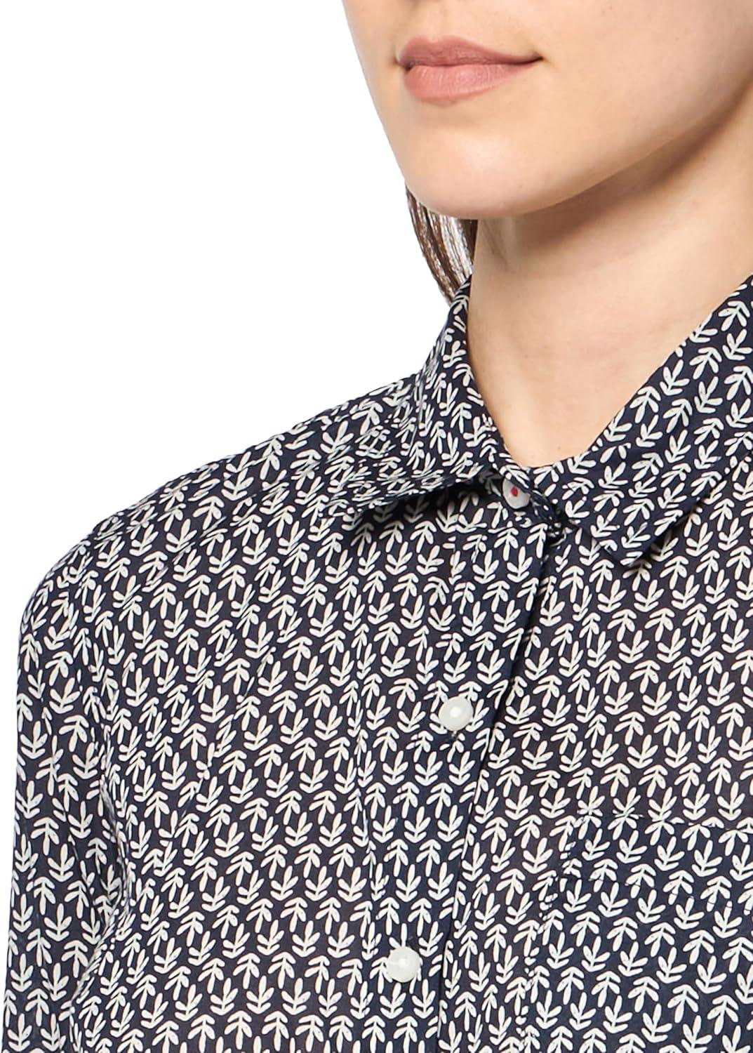 imageNautica Womens Button Front Long Sleeve Roll Tab ShirtNight Sky Multi