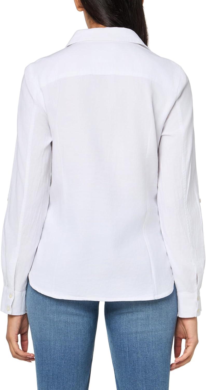 imageNautica Womens Button Front Long Sleeve Roll Tab ShirtOxford Bright White