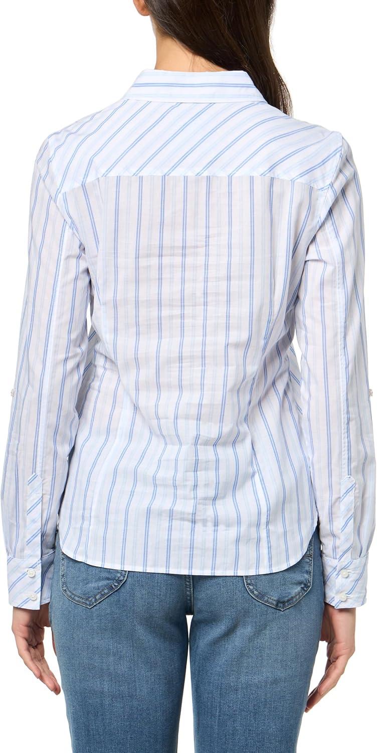 imageNautica Womens Button Front Long Sleeve Roll Tab ShirtPacific Multi