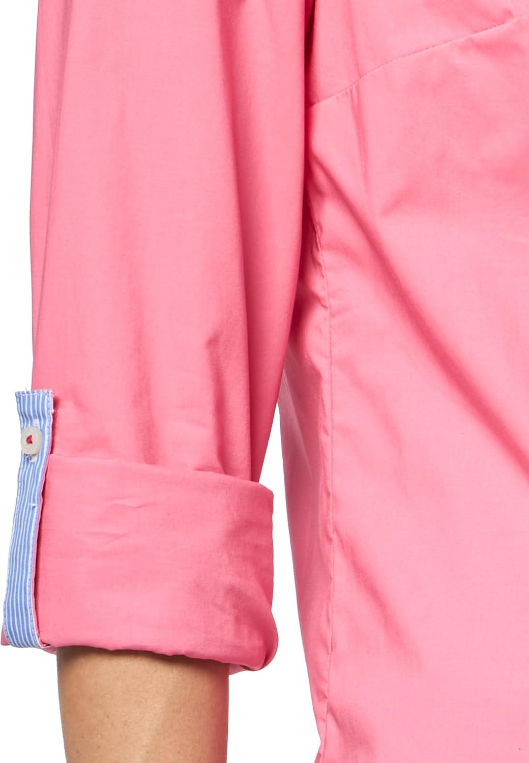 imageNautica Womens Button Front Long Sleeve Roll Tab ShirtPeony