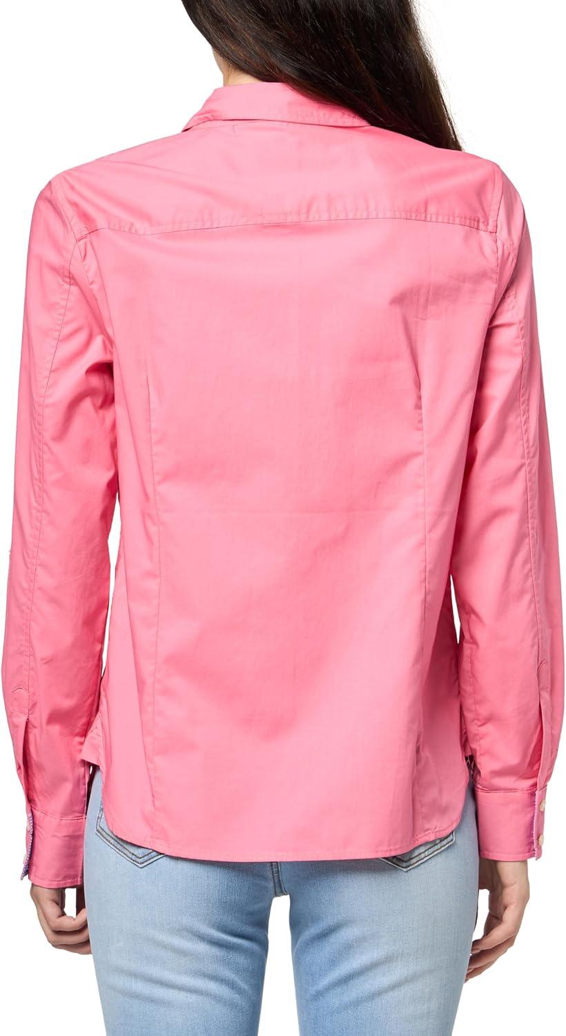 imageNautica Womens Button Front Long Sleeve Roll Tab ShirtPeony