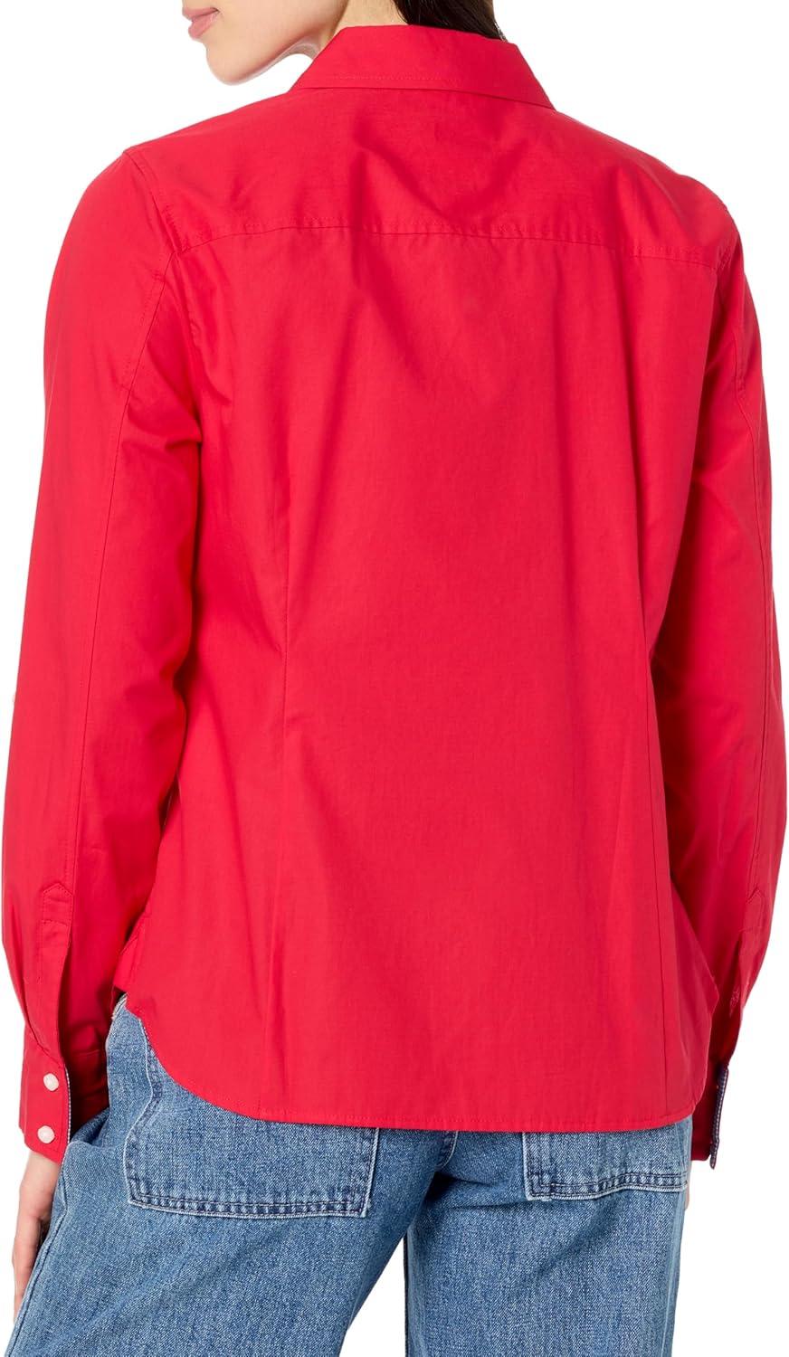 imageNautica Womens Button Front Long Sleeve Roll Tab ShirtRegatta Red