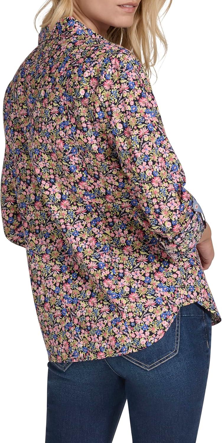 imageNautica Womens Button Front Long Sleeve Roll Tab ShirtSolid Confetti