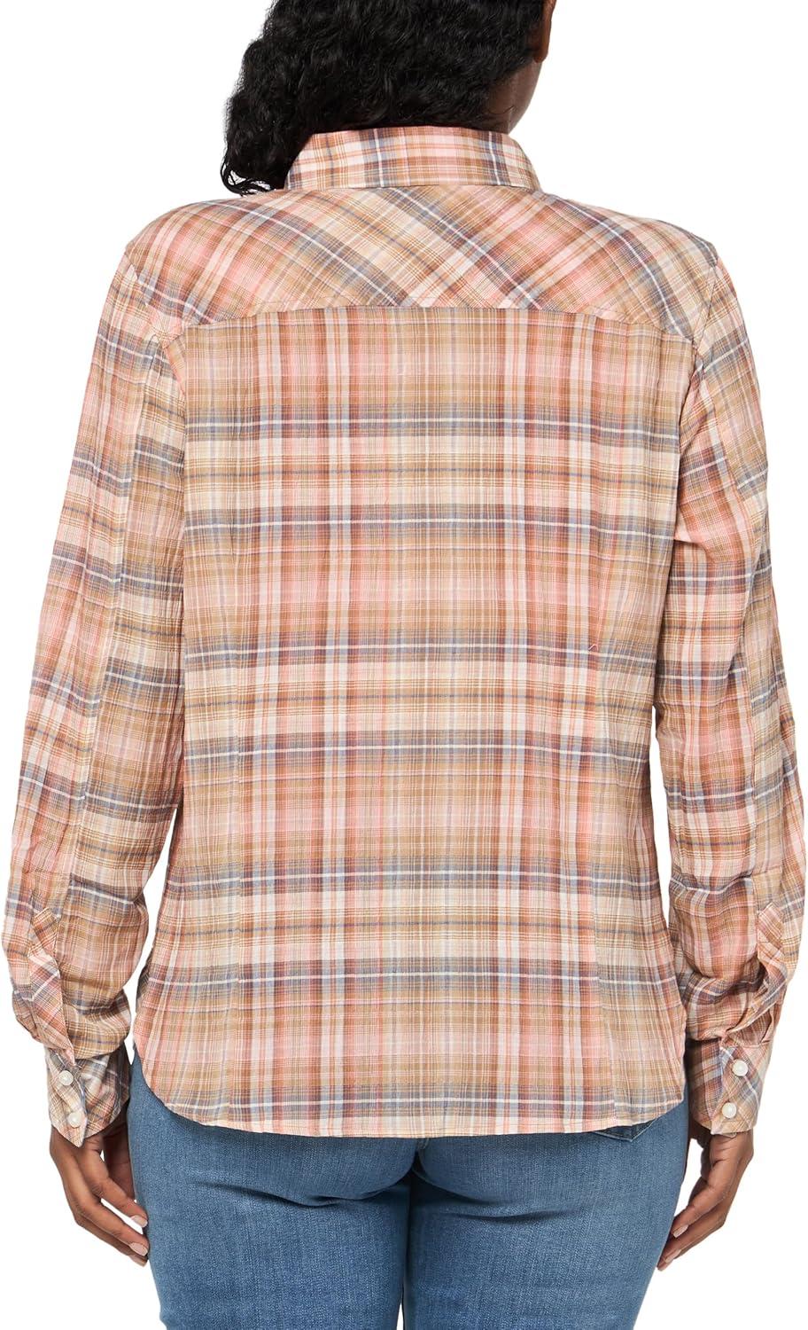 imageNautica Womens Button Front Long Sleeve Roll Tab ShirtTigers Eye