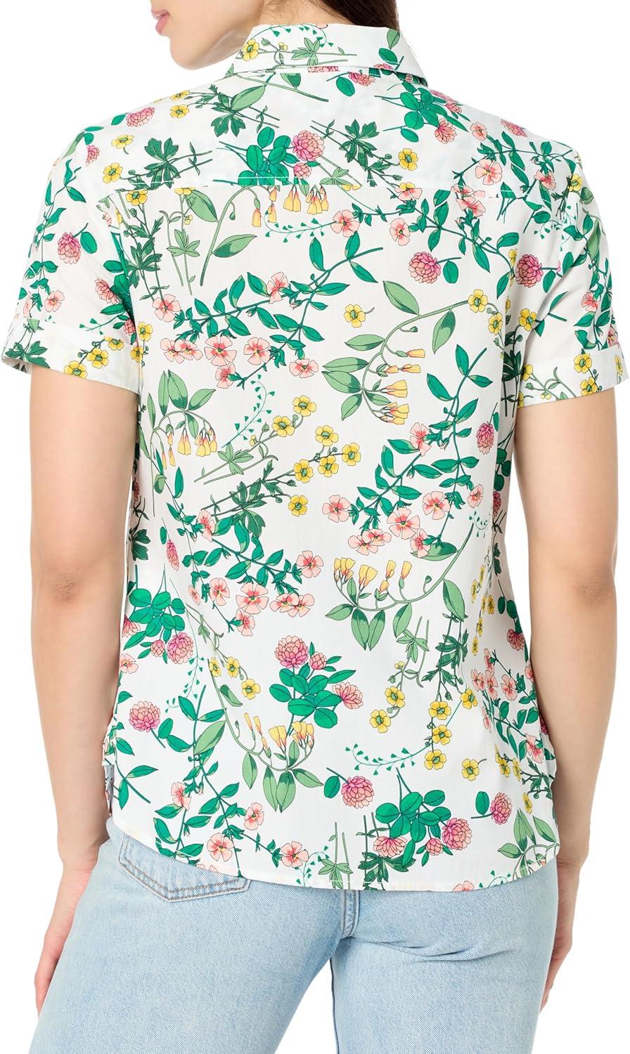 imageNautica Womens Button Front Short Sleeve Camp ShirtBright White Multi