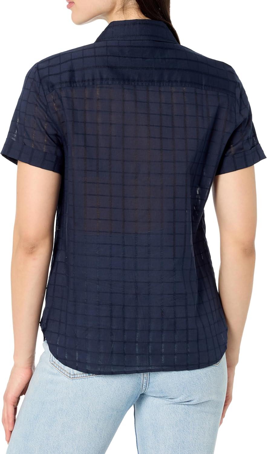imageNautica Womens Button Front Short Sleeve Camp ShirtNight Sky
