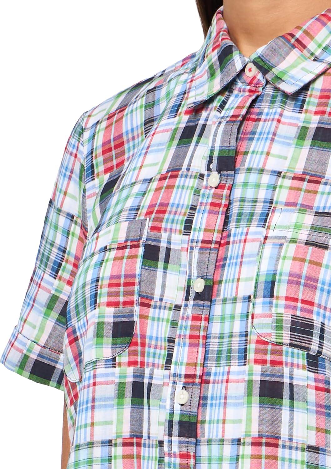 imageNautica Womens Button Front Short Sleeve Camp ShirtNight Sky Multi