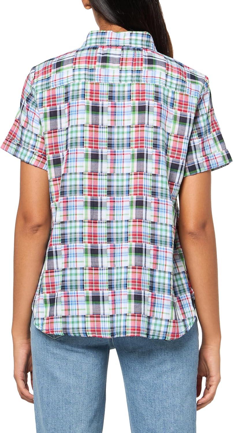 imageNautica Womens Button Front Short Sleeve Camp ShirtNight Sky Multi