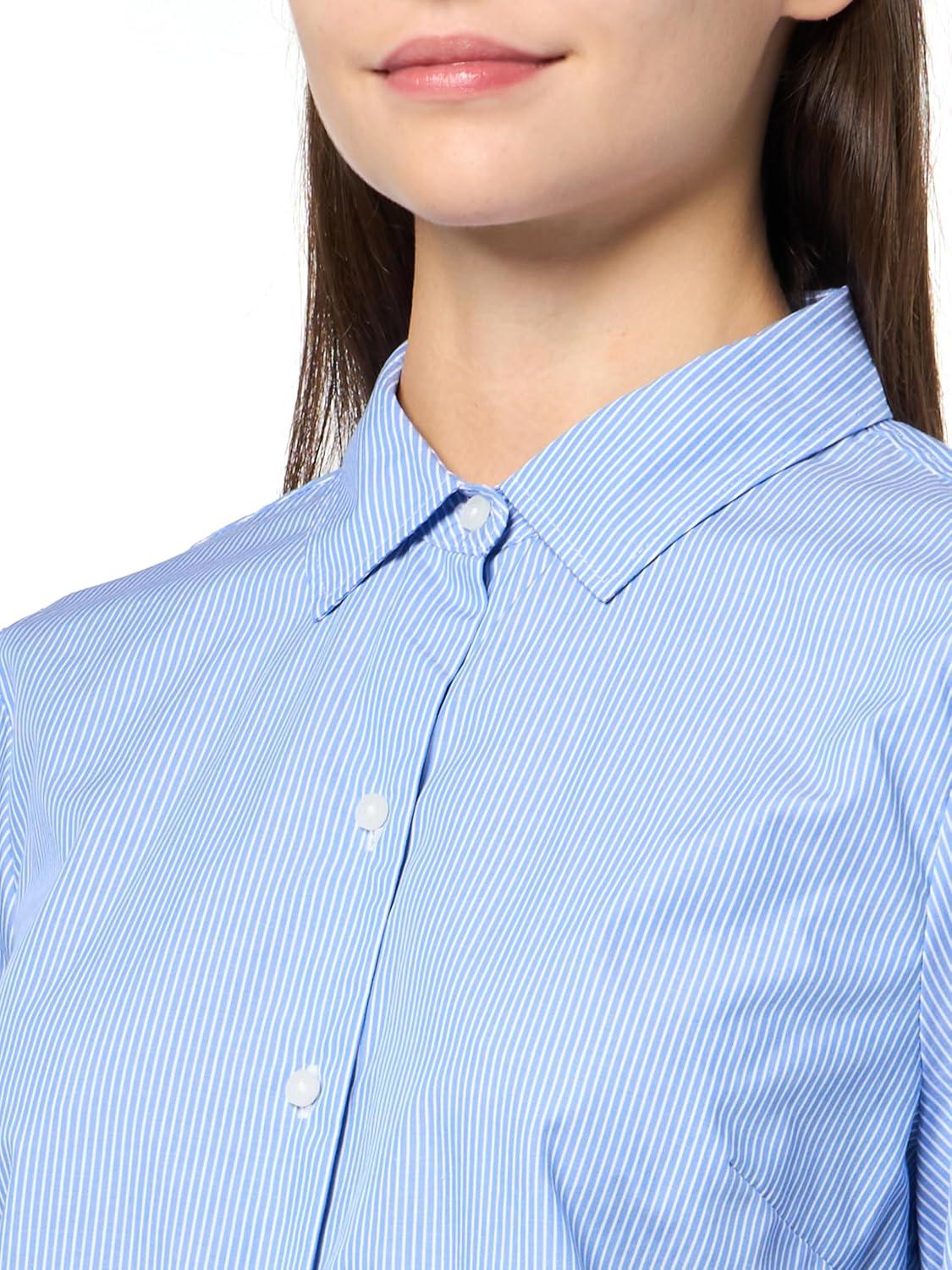 imageNautica Womens Button Front Short Sleeve Woven Collard Camp ShirtBlueWhite