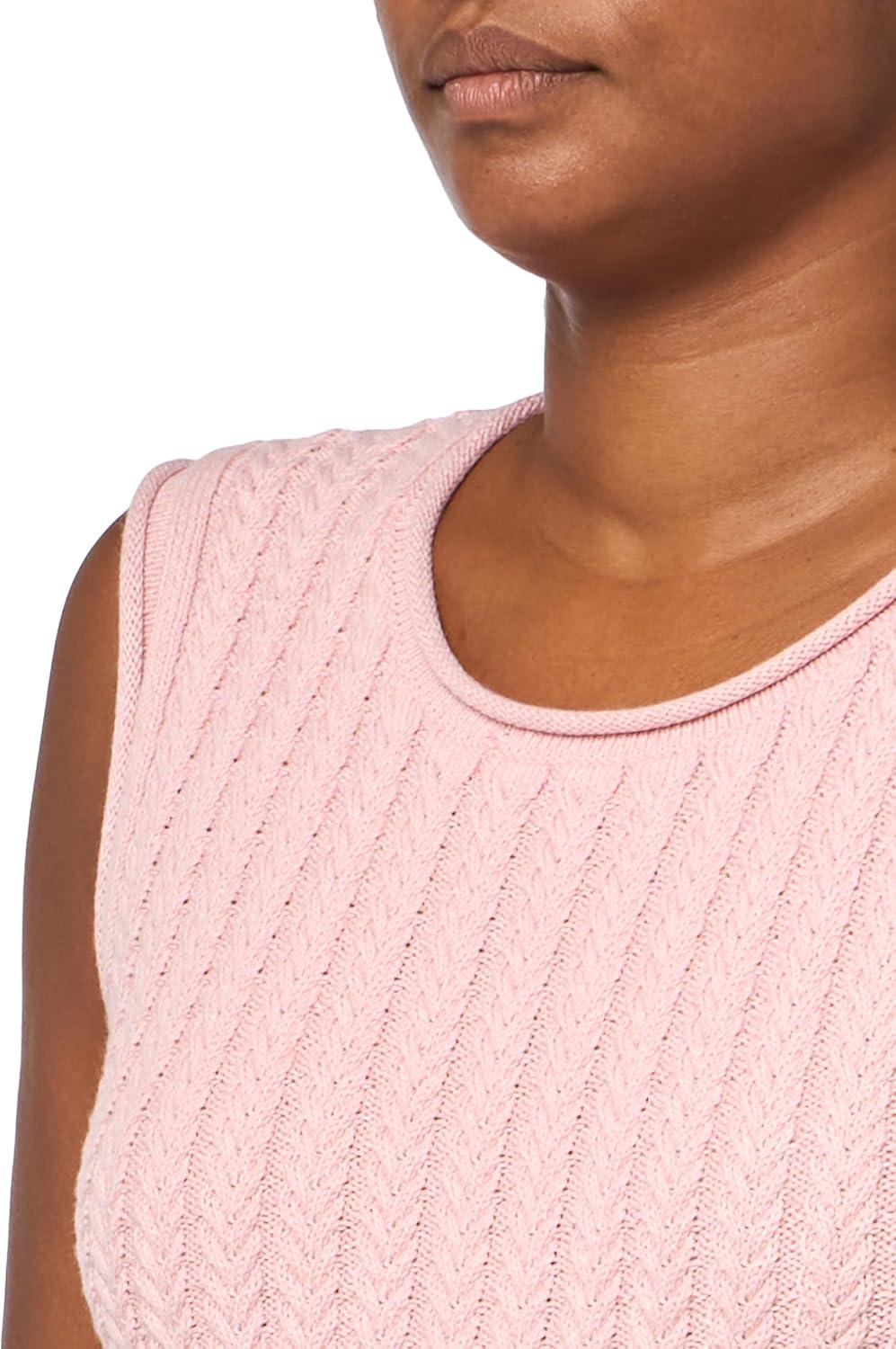 imageNautica Womens Cable Shell Solid Sleeveless SweaterBridal Rose