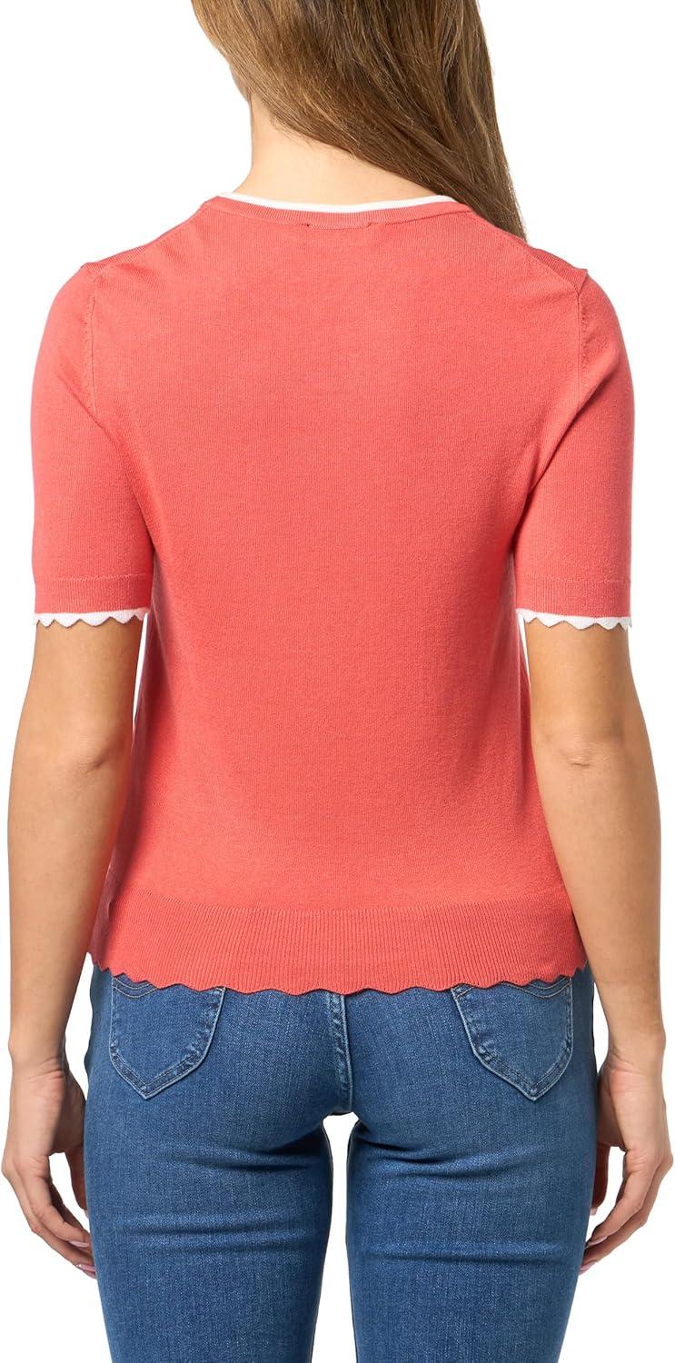 imageNautica Womens Crew Neck Solid Short Sleeve SweaterCoralieBright White
