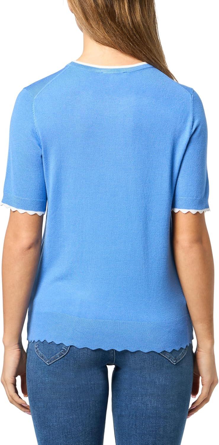 imageNautica Womens Crew Neck Solid Short Sleeve SweaterFrench BlueBright White