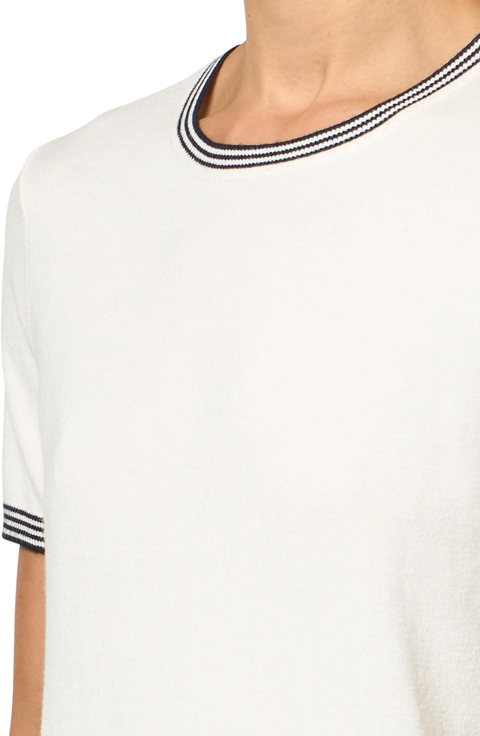 imageNautica Womens Crew Neck Solid Short Sleeve SweaterIvory Sky Captain