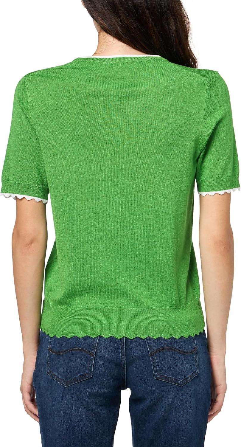 imageNautica Womens Crew Neck Solid Short Sleeve SweaterNew LeafBright White