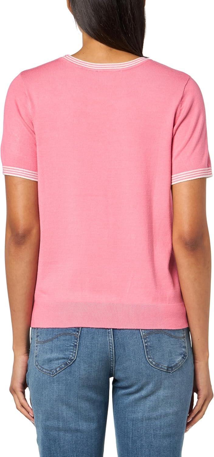 imageNautica Womens Crew Neck Solid Short Sleeve SweaterPeony Ivory