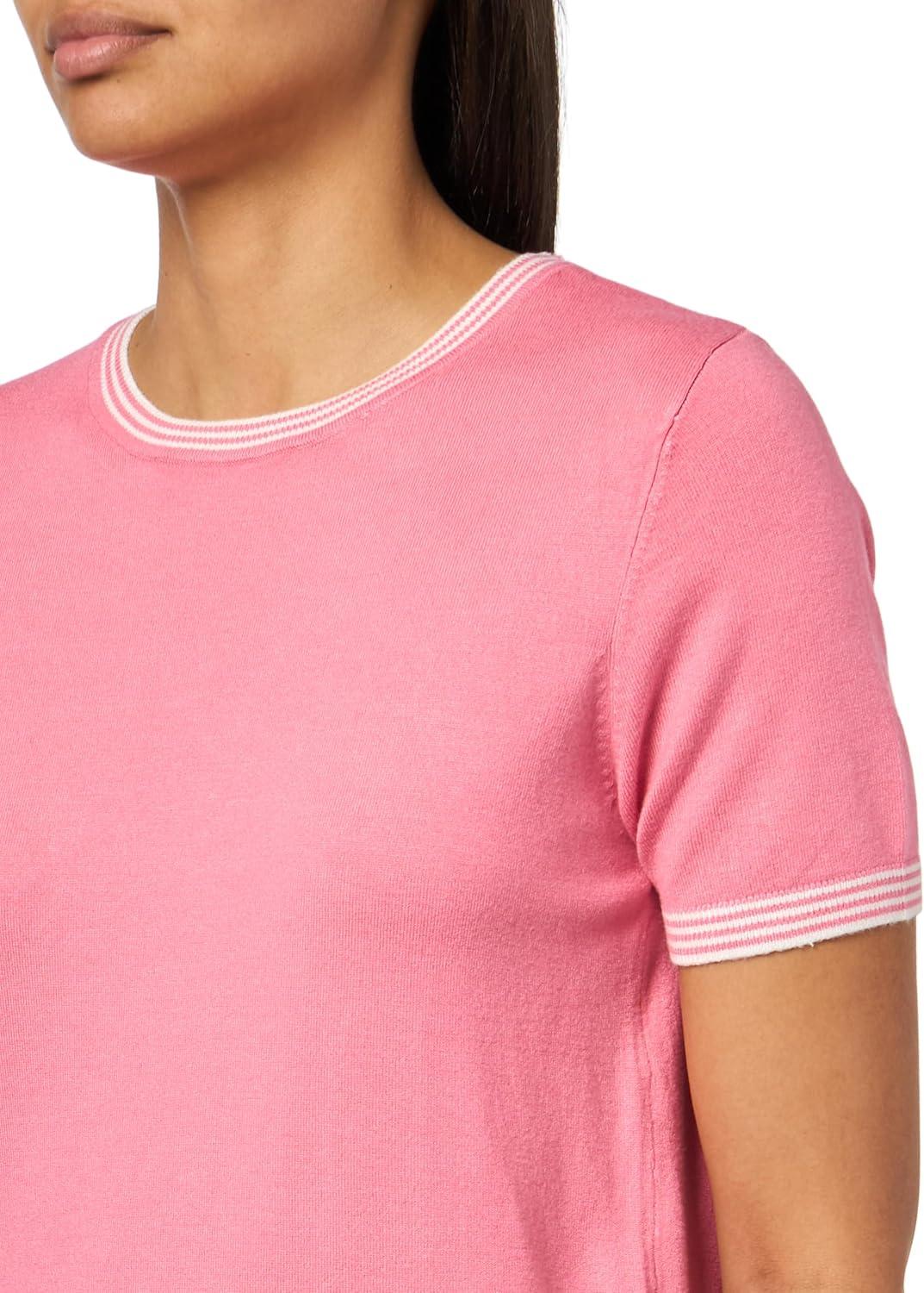 imageNautica Womens Crew Neck Solid Short Sleeve SweaterPeony Ivory