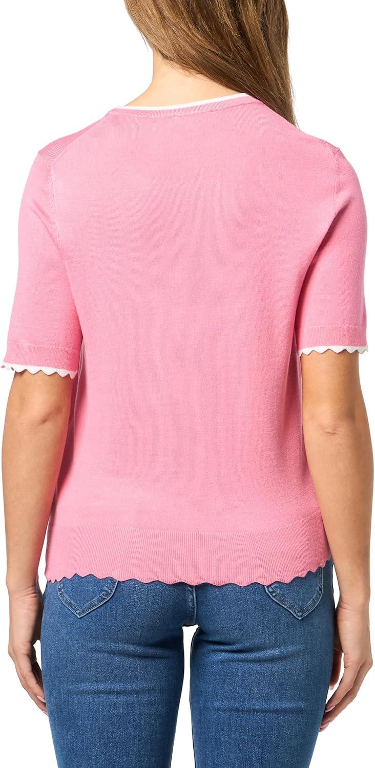imageNautica Womens Crew Neck Solid Short Sleeve SweaterPeonyBright White