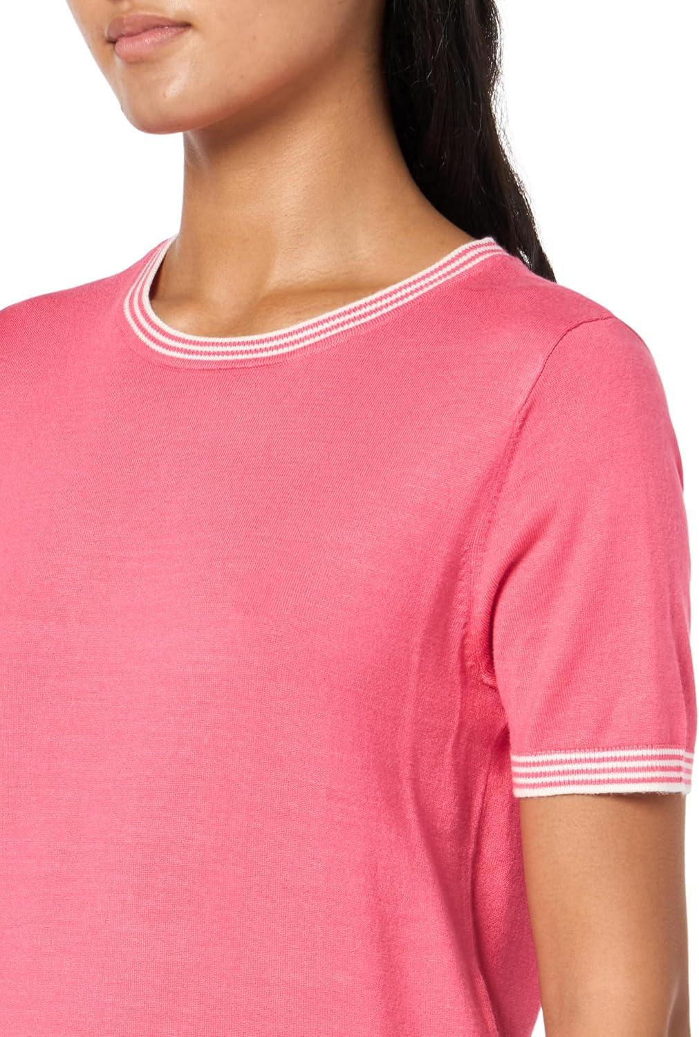 imageNautica Womens Crew Neck Solid Short Sleeve SweaterRosette Multi