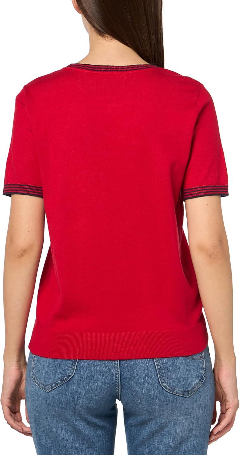 imageNautica Womens Crew Neck Solid Short Sleeve SweaterScarlet Sky Captain