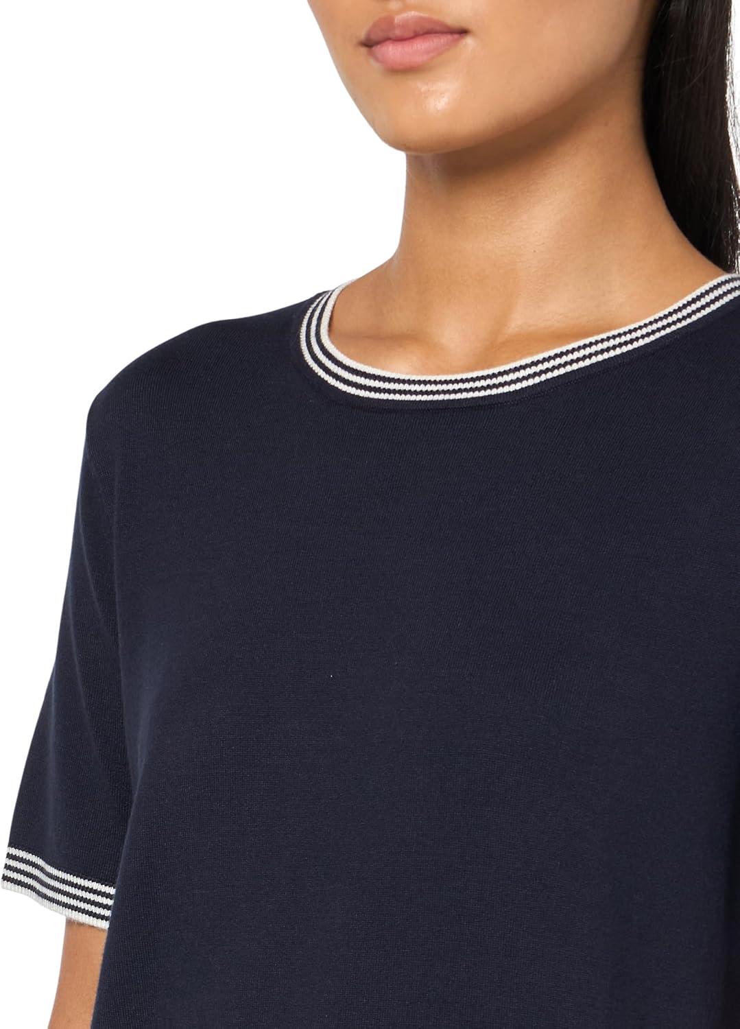 imageNautica Womens Crew Neck Solid Short Sleeve SweaterSky Captain Ivory