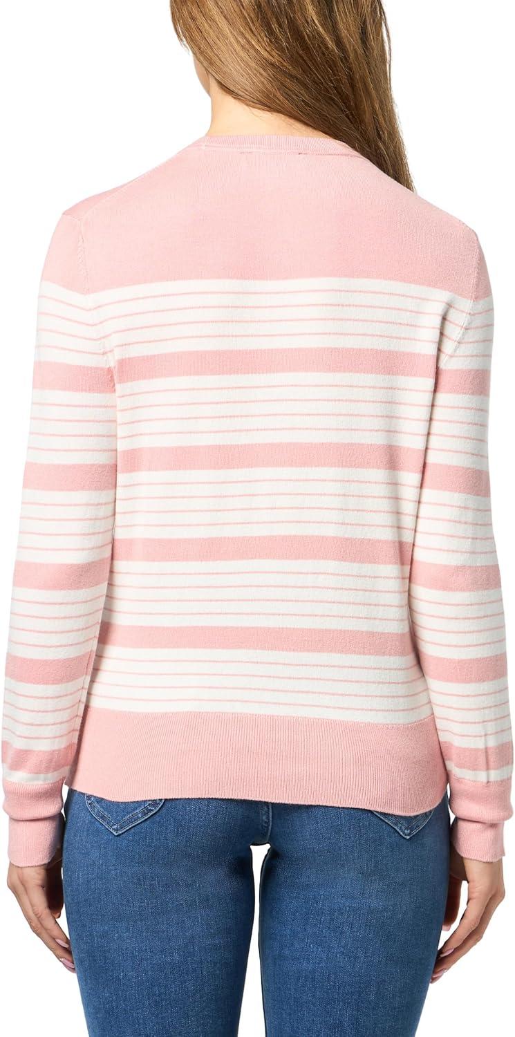 imageNautica Womens Crewneck Stripe Long Sleeve Crewneck SweaterBridal Rose Multi