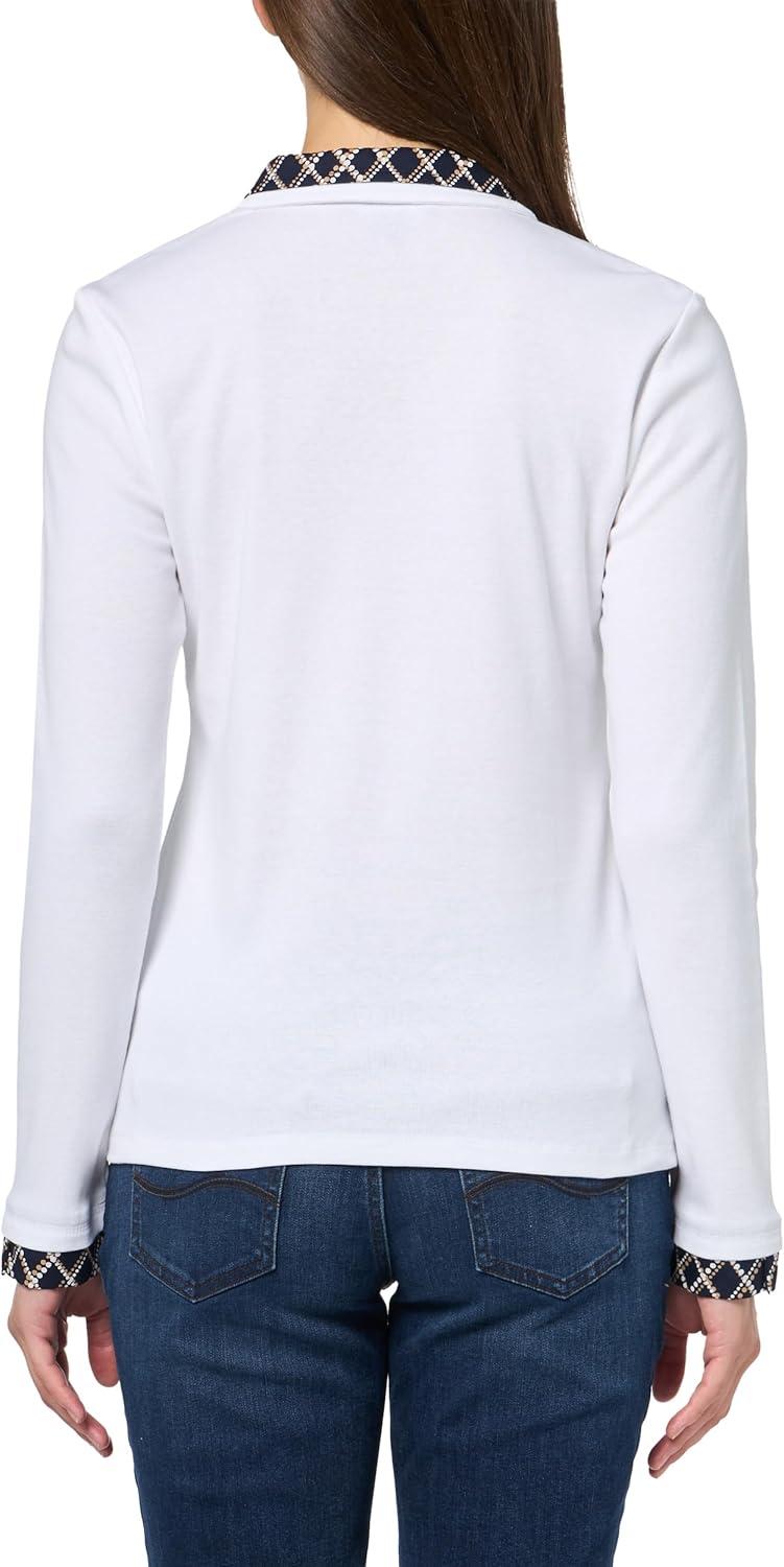 imageNautica Womens Double Collar Long Sleeve VNeck Twofer Johnny Collar Knit TopBright White