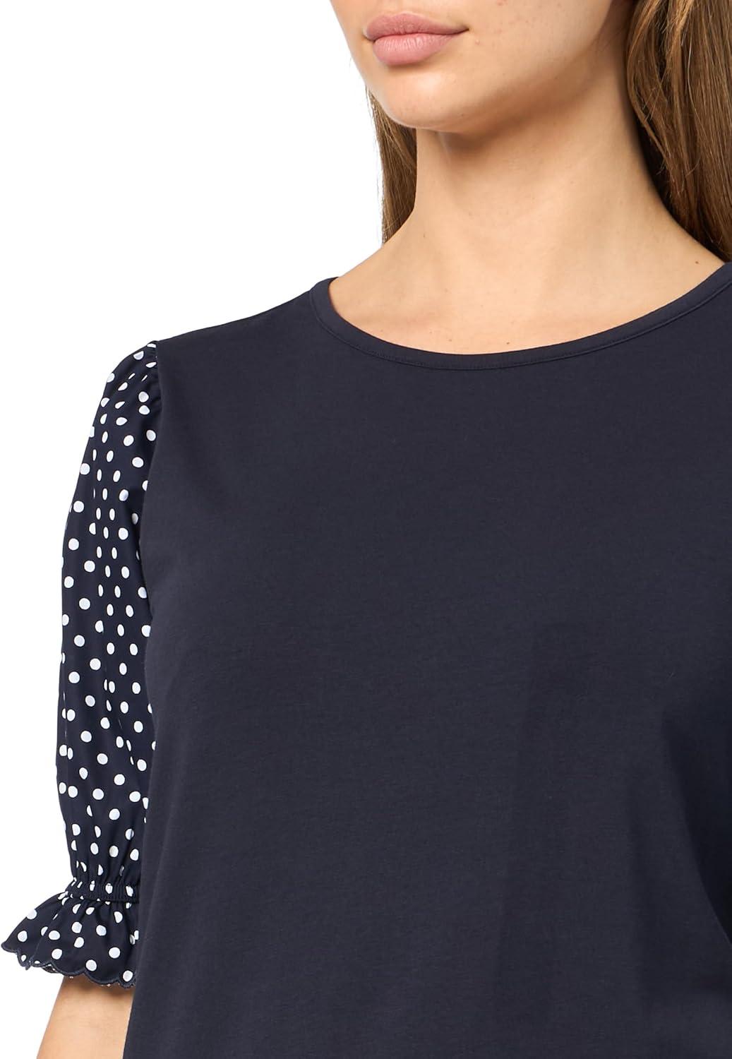 imageNautica Womens Knit Short Sleeve Puff Sleeve Mixed Media Knit TopNight Sky