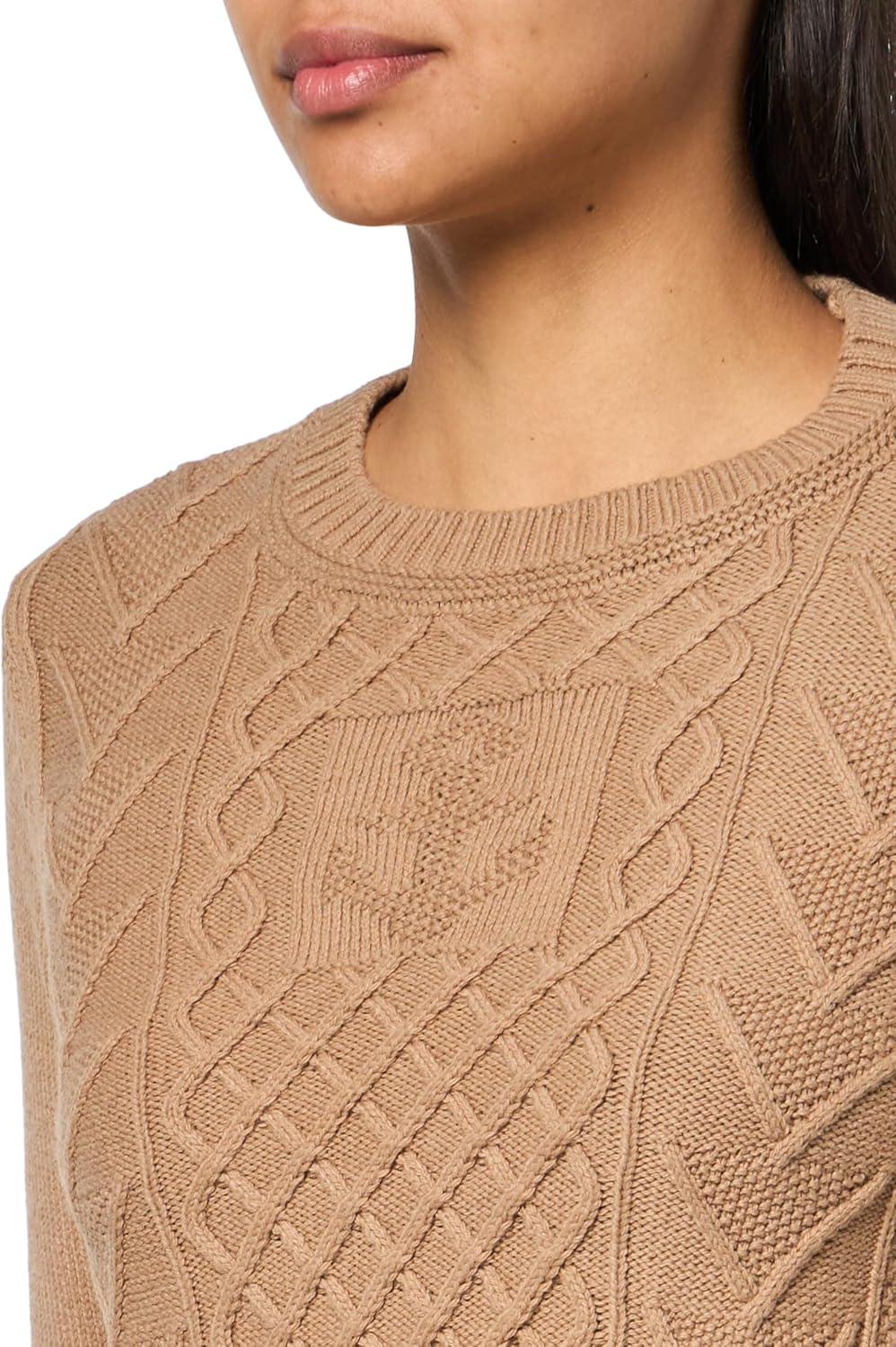 imageNautica Womens Long Sleeve Anchor Crewneck SweaterCamel