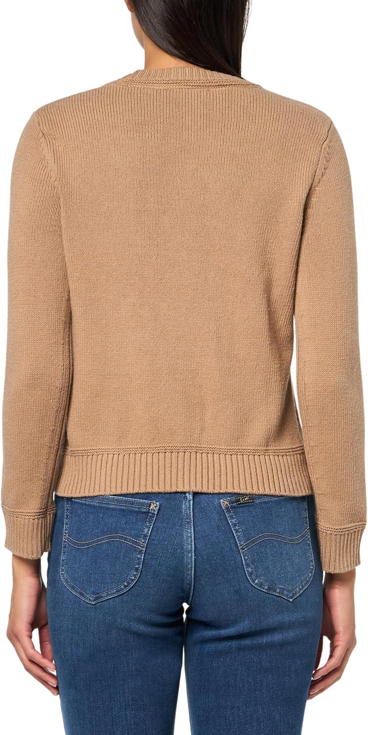 imageNautica Womens Long Sleeve Anchor Crewneck SweaterCamel