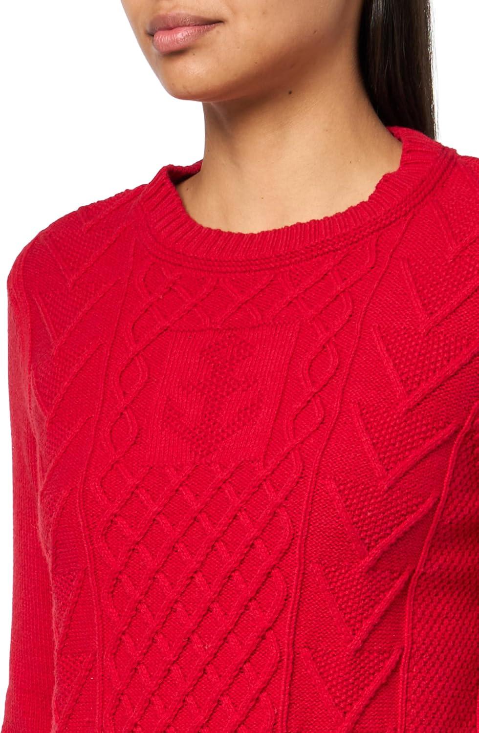 imageNautica Womens Long Sleeve Anchor Crewneck SweaterHaute Red
