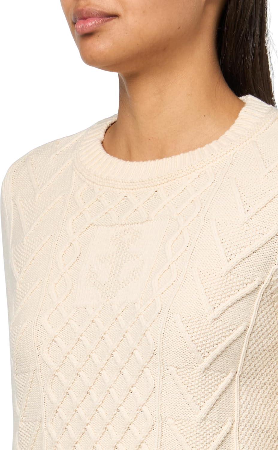 imageNautica Womens Long Sleeve Anchor Crewneck SweaterWhite Swan