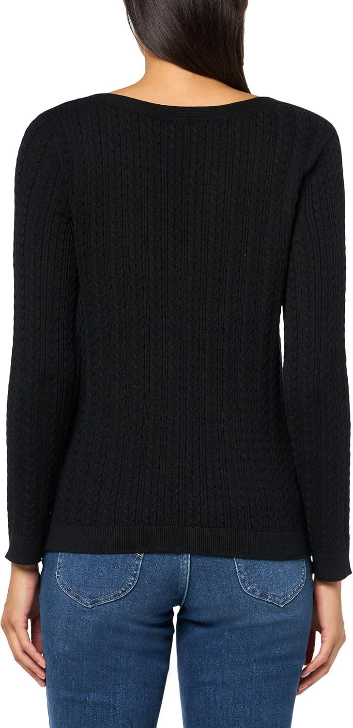 imageNautica Womens Long Sleeve Cable Boatneck SweaterBlack