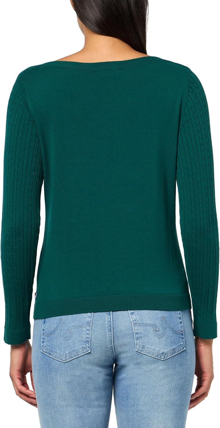 imageNautica Womens Long Sleeve Cable Boatneck SweaterForest