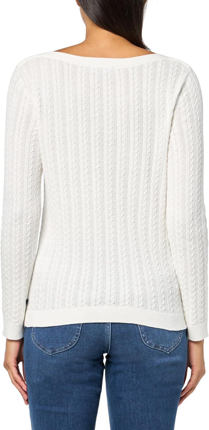 imageNautica Womens Long Sleeve Cable Boatneck SweaterIvory