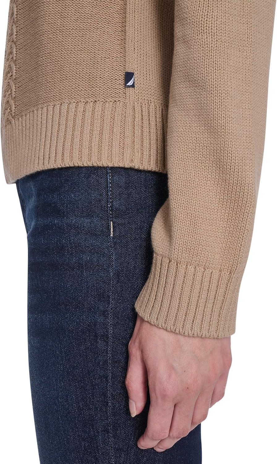 imageNautica Womens Long Sleeve Cable Crewneck SweaterCamel