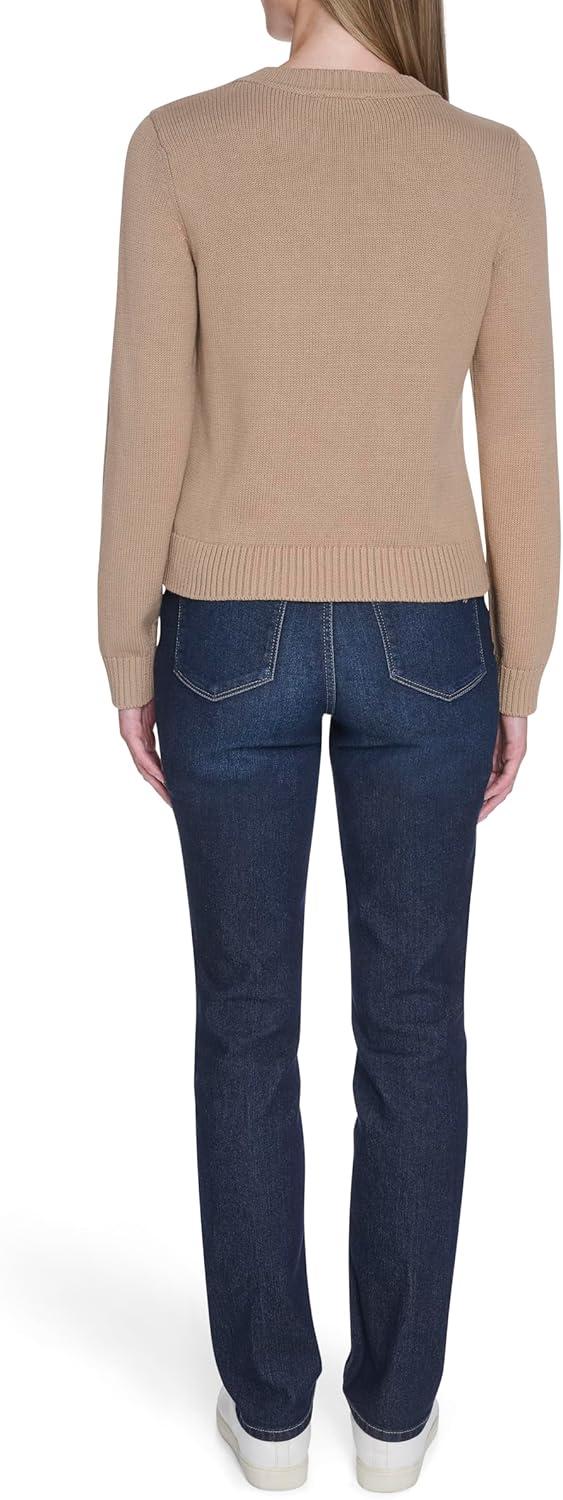 imageNautica Womens Long Sleeve Cable Crewneck SweaterCamel