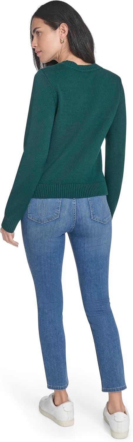 imageNautica Womens Long Sleeve Cable Crewneck SweaterForest