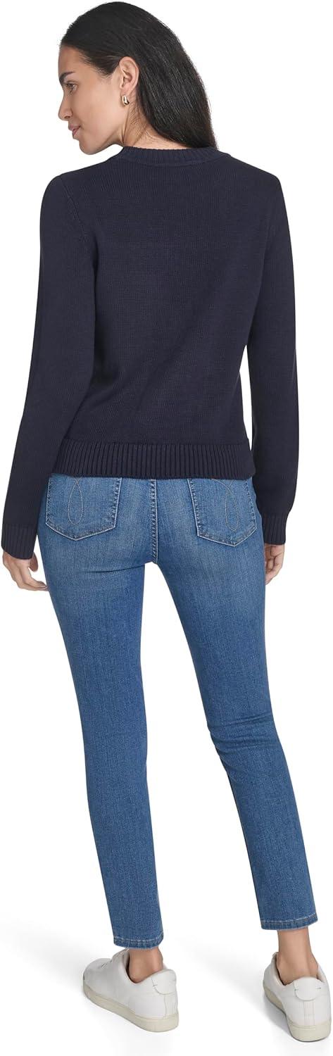 imageNautica Womens Long Sleeve Cable Crewneck SweaterNight Sky