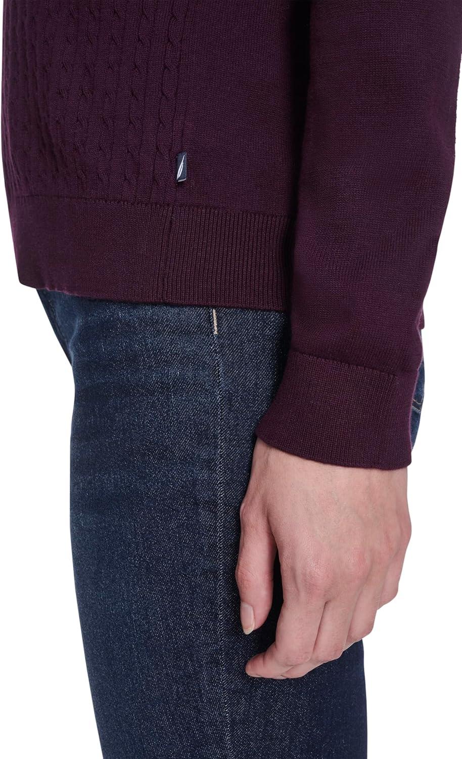 imageNautica Womens Long Sleeve Cable VNeck SweaterAubergine