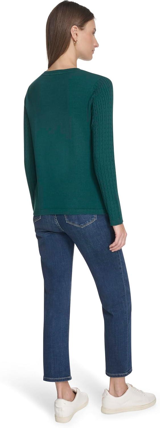 imageNautica Womens Long Sleeve Cable VNeck SweaterForest