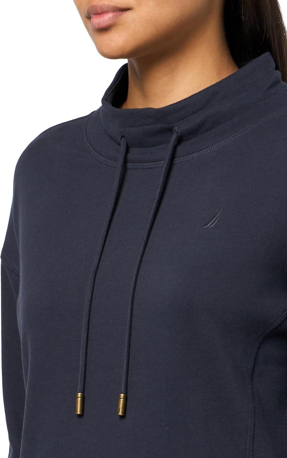 imageNautica Womens Long Sleeve Mock Neck Pullover SweatshirtNight Sky