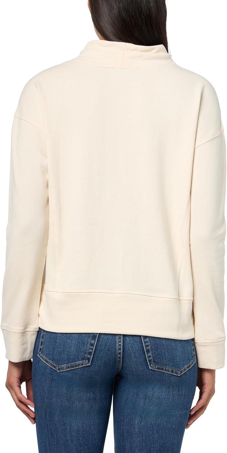 imageNautica Womens Long Sleeve Mock Neck Pullover SweatshirtWhite Swan