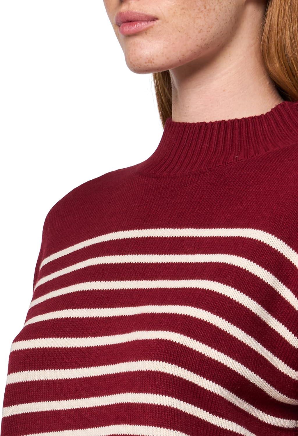 imageNautica Womens Long Sleeve Pullover Mockneck SweaterDeep RougeWhite Swan