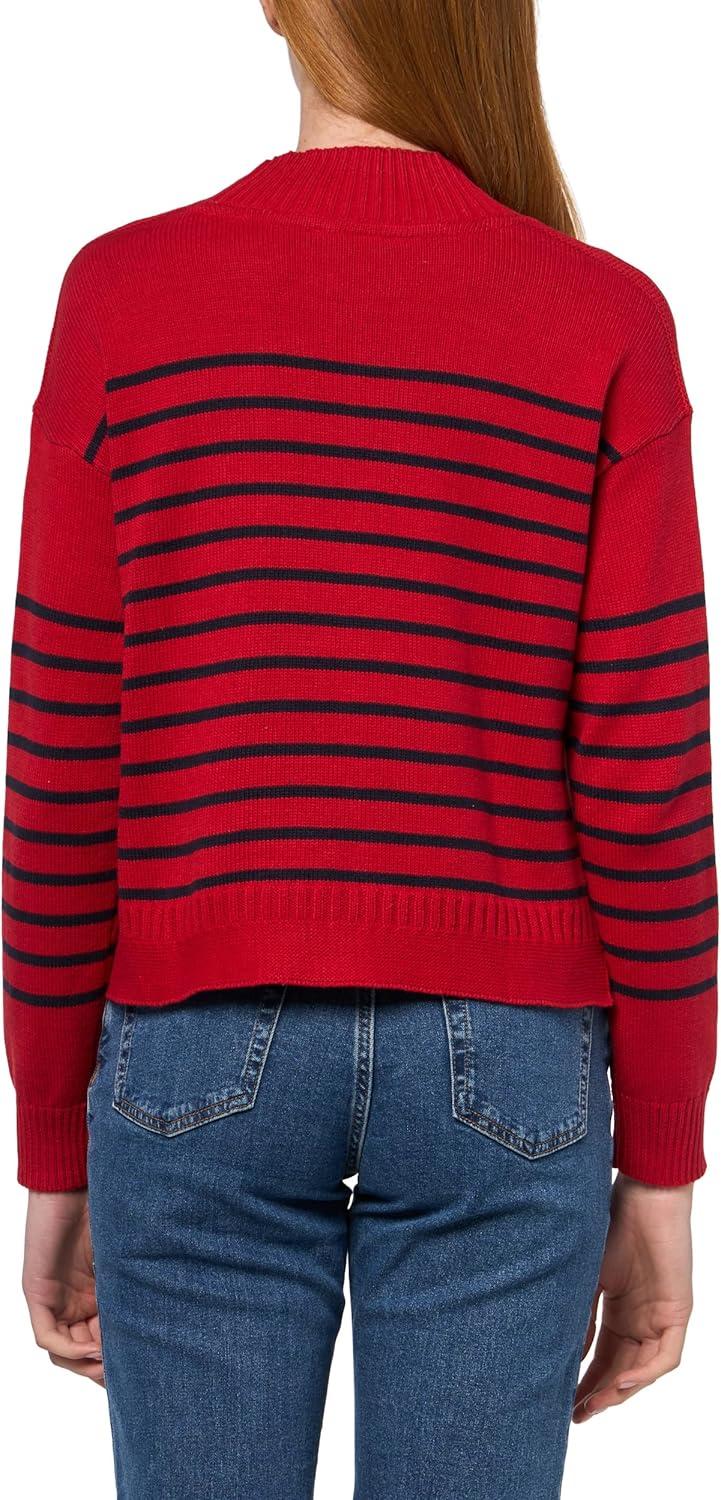 imageNautica Womens Long Sleeve Pullover Mockneck SweaterHaute RedNight Sky