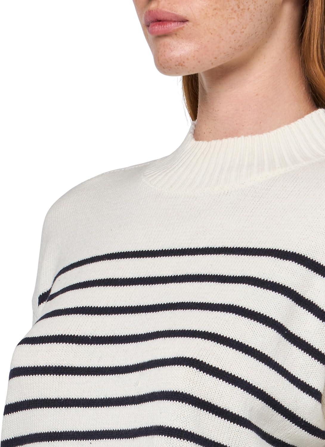 imageNautica Womens Long Sleeve Pullover Mockneck SweaterIvoryNight Sky