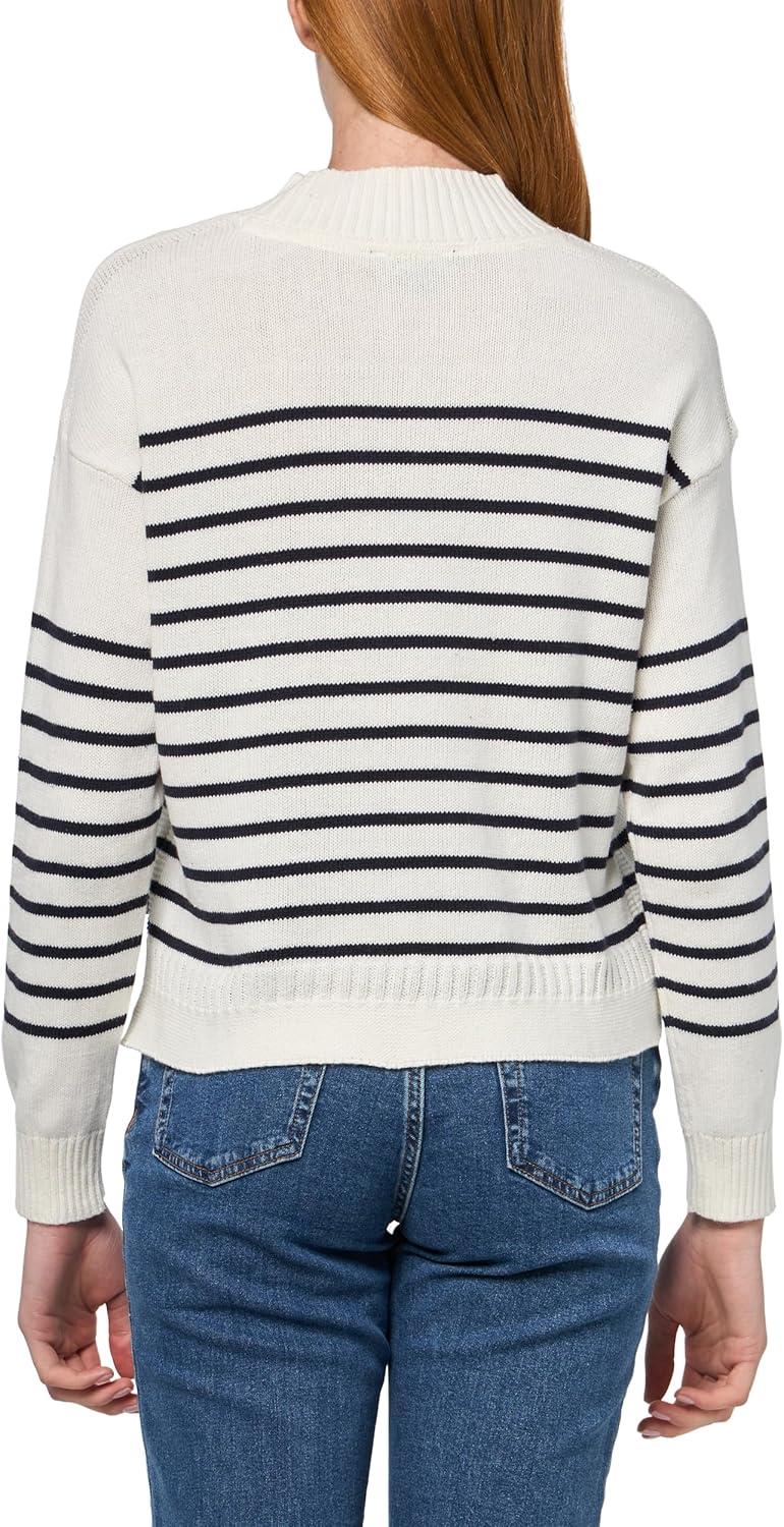 imageNautica Womens Long Sleeve Pullover Mockneck SweaterIvoryNight Sky