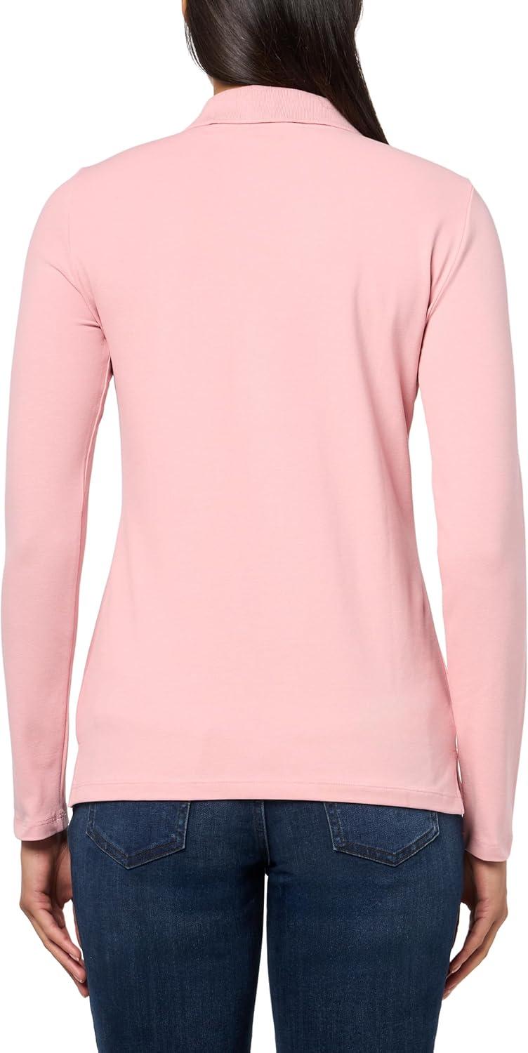 imageNautica Womens Long Sleeve Solid Collared Polo ShirtBridal Rose