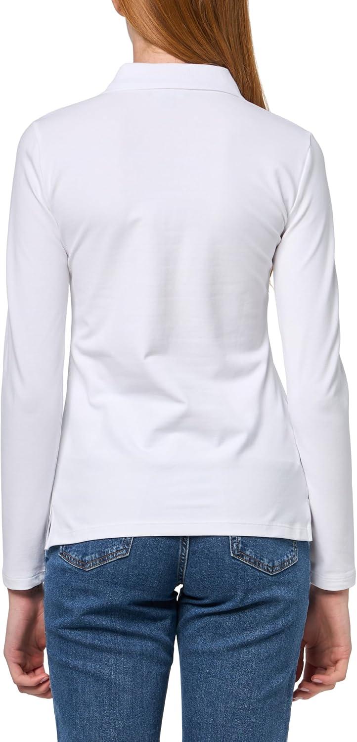 imageNautica Womens Long Sleeve Solid Collared Polo ShirtBright White